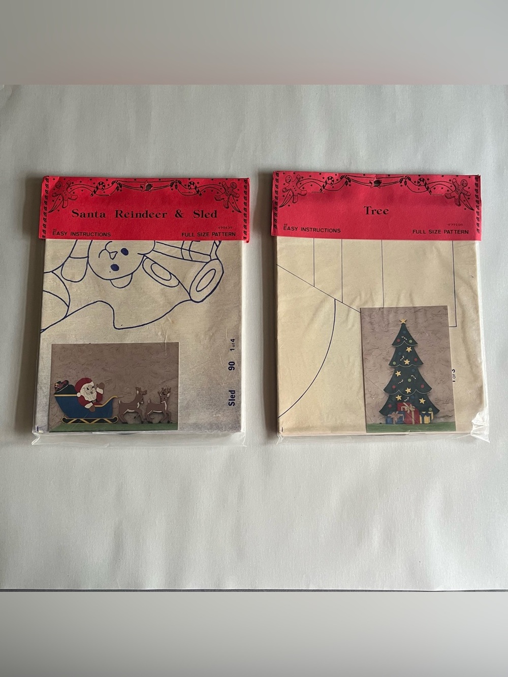 Vintage 1990's Christmas Decor Plywood Design Template Kits - Set of 2